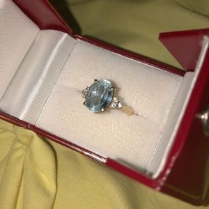 Aquamarine/Diamond Ring